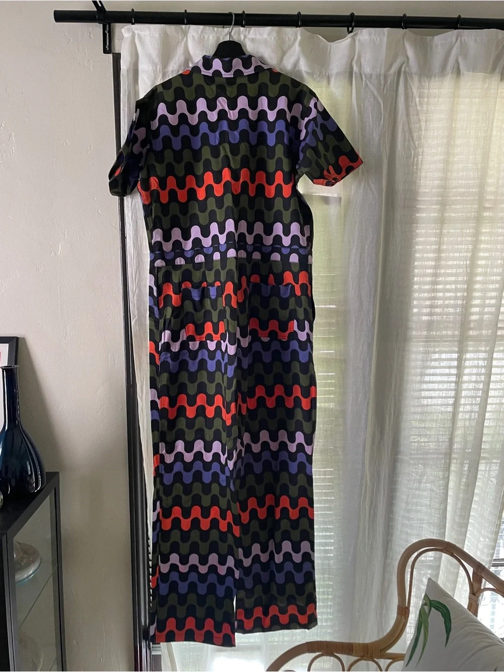 Nooworks Multicolor Wave-Print Wide Leg Jumpsuit coveralls X large NWOT